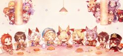  6+boys 6+girls :&lt; :3 :d :o ^^^ animal_ears armor ayer bandage_on_face bandaged_arm bandages bell black_hair black_hat blonde_hair blue_eyes blunt_bangs blush braid brother_and_sister brown_eyes brown_hair cain_(granblue_fantasy) cape chair character_request chibi circlet closed_eyes collarbone column commentary_request cookie cracker crossed_arms crossover cup draph drinking erune fate/grand_order fate_(series) feower_(granblue_fantasy) fiery_hair finger_to_mouth floating_hair food goggles goggles_on_head granblue_fantasy grey_hair hair_bell hair_between_eyes hair_ornament hair_over_one_eye hair_slicked_back hair_tubes hand_to_own_mouth hat head_wings heles horns index_finger_raised jessica_(granblue_fantasy) jingle_bell koha-ace kou_(granblue_fantasy) lamorak_(granblue_fantasy) lamp leona_(granblue_fantasy) light_bulb light_purple_hair long_hair long_sleeves looking_at_another looking_at_viewer low_ponytail morphe_(granblue_fantasy) multiple_boys multiple_girls napkin narmaya_(granblue_fantasy) oda_nobukatsu_(fate) oda_nobunaga_(fate) oda_nobunaga_(koha-ace) open_mouth own_hands_together peeking_out percival_(granblue_fantasy) phoebe_(granblue_fantasy) pillar plate pointy_ears purple_eyes purple_hair red_eyes senbei seruel shigaraki_(strobe_blue) shirt short_hair siblings sitting smile societte_(granblue_fantasy) sparkle spikes steam table tail teacup teapot tien_(granblue_fantasy) trait_connection v-shaped_eyebrows v_arms vampy veight very_long_hair white_hair white_shirt wings yuel_(granblue_fantasy) 