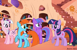  aquaticneon blue_body blue_fur blue_hair bright_eyes_(mlp) cutie_mark equid equine female feral friendship_is_magic fur group hair hasbro horn mammal multicolored_hair my_little_pony my_little_pony_tales mythological_creature mythological_equine mythology night orange_hair pink_body pink_fur pink_hair purple_body purple_eyes purple_fur purple_hair surprise twilight_sparkle_(mlp) twilight_twinkle_(mlp) two_tone_hair unicorn white_hair yellow_eyes 