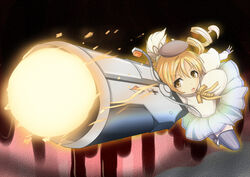  :o beret blonde_hair breasts commentary_request drill_hair eihou_(syou1022) energy_ball female foreshortening gun hair_ornament hat huge_weapon large_breasts magical_girl mahou_shoujo_madoka_magica mahou_shoujo_madoka_magica_(anime) open_mouth puffy_sleeves solo tiro_finale tomoe_mami tomoe_mami_(magical_girl) weapon yellow_eyes 