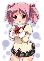  bad_id bad_pixiv_id female kaname_madoka mahou_shoujo_madoka_magica mahou_shoujo_madoka_magica_(anime) meiro_(yuu) mitakihara_school_uniform pink_eyes pink_hair school_uniform short_twintails skirt solo tears twintails 