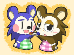  animal_crossing apron asami_(doubutsu_no_mori) black_eyes blush doubutsu_no_mori kinuyo_(doubutsu_no_mori) mabel_able nintendo open_mouth porcupine sable_able 