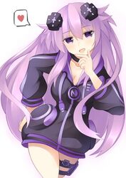  adult_neptune blush commentary_request d-pad d-pad_hair_ornament female hair_ornament heart jacket jokerace03 long_hair looking_at_viewer neptune_(series) purple_eyes purple_hair solo track_jacket 