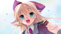  blonde_hair charlotte_tiger close game_cg green_eyes itoshii_kanojo_no_mamorikata oerba_yun_fang petals seifuku senomoto_hisashi 