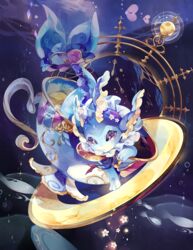  :o coco7 commentary cup flower looking_at_viewer luvdisc no_humans pokemon pokemon_(creature) teacup toes vaporeon white_flower 