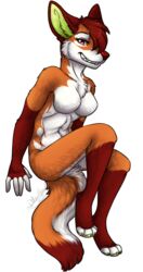  2016 4_toes 5_fingers alpha_channel anthro breasts brown_body brown_fur brown_hair brown_nose canid canine chest_tuft countershade_tail countershading digital_drawing_(artwork) digital_media_(artwork) dipstick_tail eyelashes featureless_breasts feet female fingerless_(marking) fingers fox fur green_body green_fur green_pawpads grin hair hair_over_eye hi_res humanoid_hands lara_(daniel156161) looking_at_viewer mammal markings mintchip multicolored_body multicolored_fur multicolored_tail navel nude one_eye_obstructed pawpads pink_eyes short_hair simple_background slim smile solo tail tail_markings toeless_(marking) toes transparent_background tuft watermark white_body white_fur yellow_sclera 