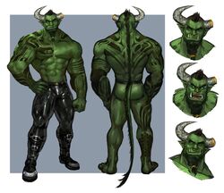  1boy abs arm_tattoo ass back_tattoo bara beard black_male_underwear black_pants broken_horn bulge chest_tattoo colored_skin commission dopey_(dopq) dragon_boy dragon_horns dragon_tail expressions facial_hair full_body glowing glowing_eyes green_skin highres horns jockstrap large_pectorals latex_pants looking_at_viewer male_focus male_underwear mature_male mohawk monster_boy moustache multiple_views muscular muscular_male nipples nose_piercing nose_ring orc original pants pectorals piercing pointy_ears shiny_clothes short_hair smile stomach tail tattoo taut_clothes taut_pants thick_eyebrows thick_thighs thighs topless_male tusks underwear underwear_only 