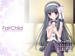  black_hair calendar fair_child kagami_sakuya long_hair nimura_yuushi panties pantyhose purple_eyes underwear 