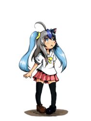  :&lt; ahoge animal_ears black_hair blue_hair blush chibi clannad crossover fusion gretel ikeda_kana izumi_konata kud_wafter little_busters! lucky_star moetron multicolored_hair noumi_kudryavka oerba_yun_fang otogi-jushi_akazukin sakagami_tomoyo saki school_uniform short_twintails silver_hair twintails twintails 