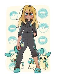  &gt;:( aqua_nails arm_behind_back black_hair black_jacket black_pants blonde_hair blue_eyes blue_footwear blue_lips blush breasts closed_mouth commentary_request crocs delinquent delinquent_(pokemon) female fingernails frown full_body ganguro hair_between_eyes heart holding holding_poke_ball hood hood_down hooded_track_jacket jacket lipstick long_fingernails long_hair looking_down makeup medium_breasts minun minus_sign multicolored_hair nail_polish oimo_(14sainobba) pants poke_ball poke_ball_(basic) pokemon pokemon_(creature) pokemon_oras shoes single_vertical_stripe standing tan track_jacket track_pants two-tone_hair v-shaped_eyebrows 