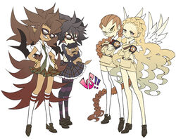  3boys bad_id bad_pixiv_id belzebu blonde_hair blue_eyes brown_hair cosplay crossdressing dark_skin demon demon_boy demon_wings desuta female glasses green_eyes guel inazuma_eleven inazuma_eleven_(series) kneesocks_(psg) kneesocks_(psg)_(cosplay) long_hair multiple_boys otoko_no_ko panty_&amp;_stocking_with_garterbelt panty_(psg) panty_(psg)_(cosplay) pantyhose photoshop_(medium) scanty_(psg) scanty_(psg)_(cosplay) sein short_hair stocking_(psg) stocking_(psg)_(cosplay) striped_clothes striped_pantyhose sunglasses thighhighs tsumi_guilty very_long_hair wings 