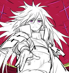  1boy boring_(brtgm) long_hair male male_focus monochrome naruto naruto_shippuuden solo spiked_hair uchiha_madara uchiha_madara_(edo_tensei) 