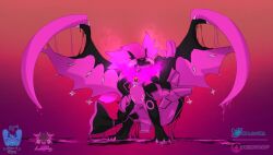  black_body delphox diamond_(gem) ear_tuft ears_up eeveelution feral fin fire flipper_fin gem generation_2_pokemon generation_3_pokemon generation_5_pokemon generation_6_pokemon generation_7_pokemon gold_(metal) gold_jewelry goo_creature hi_res horn hybrid jewelry legendary_pokemon liquid lunala magenta_body magenta_markings magenta_rings male mienshao neeco_neecoola nintendo pokemon pokemon_(species) primarina rayquaza salazzle slime solo suchlambada17 tuft umbreon wings 