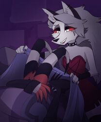  2023 5:6 absurd_res adopted_(lore) adopted_daughter_(lore) adoptive_father_(lore) akrost anthro artist_name backless_dress bare_shoulders bedding black_clothing black_eyelids black_horn black_jacket black_topwear blanket blitzo_(helluva_boss) breasts canid canid_demon canine clothing collar daughter_(lore) demon dress duo ear_piercing eyebrow_piercing facial_piercing father_(lore) father_and_child_(lore) father_and_daughter_(lore) female fur furniture grey_hair hair hellaverse hellhound helluva_boss hi_res horn humanoid imp inside jacket legwear long_hair loona_(helluva_boss) lying male mammal multicolored_horn mythological_canine mythological_creature mythology notched_ear on_front open_mouth open_smile parent_(lore) parent_and_child_(lore) parent_and_daughter_(lore) piercing pupils red_body red_clothing red_dress red_sclera red_skin slit_pupils small_breasts small_waist smile sofa spiked_collar spikes strapless_clothing strapless_dress striped_horn stripes text thigh_highs topwear two_tone_horn white_body white_eyes white_fur white_horn 