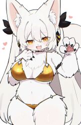  2026 4_fingers accessory anthro big_ears bikini biped black_bow black_claws black_horn blush blush_lines bow_(feature) bow_ribbon breasts canid canine chest_tuft choker claw_pose claws clothed clothing colored curvy_figure cute_fangs digital_media_(artwork) eyelashes fangs female female_anthro finger_claws fingerpads fingers fluffy fox front_view fur gold_bikini golden_week hair hair_accessory hair_ribbon hairbow heart_symbol hearts_around_body hearts_around_head hi_res horn inner_ear_fluff jewelry kemono long_hair looking_at_viewer luna_(spommmm) mammal medium_breasts midriff monotone_body monotone_fur monotone_hair monotone_tail navel necklace open_mouth open_smile pawpads pink_inner_ear pink_pawpads portrait ribbons shaded simple_background simple_shading smile solo spommmm standing swimwear tail teeth thigh_gap three-quarter_portrait tuft twin_bows twin_hair_bows two-piece_swimsuit white_background white_body white_ears white_fur white_hair white_inner_ear_fluff white_tail wide_hips yellow_bikini yellow_clothing yellow_eyes yellow_swimwear 