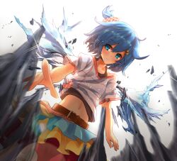  alternate_costume bad_id bad_pixiv_id belt blue_eyes blue_hair cirno contemporary female ice midriff navel short_hair solo touhou wings yoo_(tabi_no_shiori) 