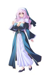  asagiri_toyoe beauty_mark breasts cleavage erect_nipples huge_breasts kyonyuu_majo mole nun pink_hair waffle 