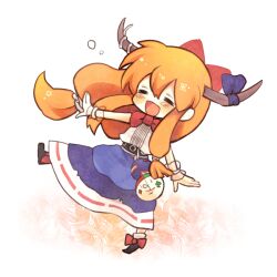  bad_id bad_pixiv_id bow closed_eyes female gourd hairbow horns ibuki_suika konbu_ame long_hair open_mouth orange_hair skirt solo touhou wrist_cuffs 