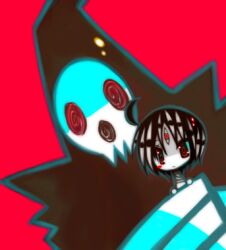  ahoge asura_(soul_eater) chibi lowres mask red_eyes shinigami_sama simple_background soul_eater 