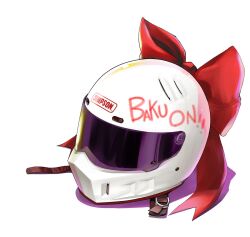  bakuon!! bow commentary_request graffiti helmet logo no_humans orimoto_mimana simple_background strap visor white_background 