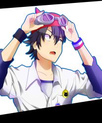  badge badges black_hair fujisaki_yuusuke goggles hat highres school_uniform sket_dance uniform wristband yellow_eyes 