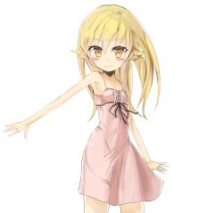  bad_id bad_pixiv_id bakemonogatari bare_shoulders blonde_hair blush_stickers female highres long_hair monogatari_(series) nisemonogatari oshino_shinobu riuichi smile solo yellow_eyes 