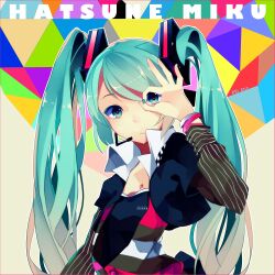  aqua_eyes aqua_hair bad_id bad_pixiv_id female fen_renlei hatsune_miku headset long_hair solo twintails vocaloid 