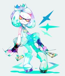  amakusa_(hidorozoa) bright_pupils commentary_request crown duplicate female full_body inkling looking_at_viewer mole mole_under_mouth pantyhose pantyhose_under_shorts partial_commentary pearl_(splatoon) pink_pupils pixel-perfect_duplicate short_hair shorts simple_background splatoon_(series) splatoon_2 star-shaped_pupils star_(symbol) symbol-shaped_pupils white_pupils 