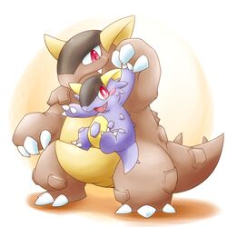  1:1 baby_kangaskhan blush daughter_(lore) duo fangs female feral generation_1_pokemon generation_6_pokemon good_parenting kangaskhan kinakomochi looking_at_viewer mega_evolution mega_kangaskhan mother_(lore) mother_and_child_(lore) mother_and_daughter_(lore) nintendo parent_(lore) parent_and_child_(lore) parent_and_daughter_(lore) pokemon pokemon_(species) red_eyes simple_background teeth white_background 