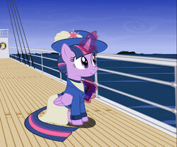  alicorn book clothed clothing day equid equine feathered_wings feathers female feral friendship_is_magic fur gennadykalugina_(artist) hair hasbro hat headgear headwear horn magic_glow mammal multicolored_hair my_little_pony mythological_creature mythological_equine mythology outside purple_eyes sea seaside ship sky smile solo twilight_sparkle_(mlp) vehicle water watercraft wings 