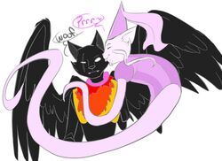  :3 anthro bec_noir canid canine canis cephalopod domestic_cat domestic_dog duo english_text felid feline felis homestuck hybrid jaspersprite male mammal marine mollusk ms_paint_adventures nuzzling simple_background speech_bubble sprite sprite_(homestuck) text unknown_artist white_background wings 