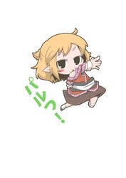  blonde_hair blush blush_stickers chibi commentary_request female mizuhashi_parsee paru_paru pointy_ears short_hair solo touhou translated zannen_na_hito 