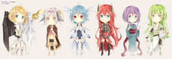  6+girls alpha_(acerailgun) android angel angel_wings anklet armor artist_name asymmetrical_wings barefoot blind blonde_hair blue_eyes blue_hair boots borrowed_character cape cassie_(acerailgun) cecilia_(acerailgun) chibi commentary commission cyborg elbow_gloves english_commentary erica_(acerailgun) everyone feathered_wings flat_chest full_body ghost gloves greaves green_eyes green_hair hair_ribbon hands_on_own_hips highres horns isabelle_(acerailgun) japanese_clothes jewelry kimono knight long_hair mechanical_arms mechanical_wings miss-ariellia multiple_girls navel original photoshop_(medium) polearm purple_hair red_eyes red_hair ribbon rynn_(acerailgun) shield short_shorts shorts side_slit simple_background single_mechanical_arm smile spear sword thigh_boots thighhighs transparent twintails very_long_hair weapon white_hair wings witch yellow_eyes 