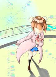  absurdres acchi_kocchi double_bun female highres katase_mayoi lab_coat labcoat orange_hair school_uniform solo 