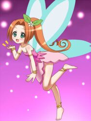  awa barefoot blush fairy feet green_eyes hime_chen!_otogi_chikku_aidoru_rirupuri hime_chen!_otogi_chikku_idol_lilpri lilpri lilupri orange_hair ruu_(hime_chen!) skirt wings 