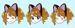  :3 animal_ears bad_id bad_pixiv_id blue_eyes blush brown_hair cat_ears expressions female jitome lowres morning_musume noroko0614 smile tanaka_reina twintails 