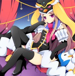  bird character_request commentary_request female hat high_heels mawaru_penguindrum penguin photoshop_(medium) princess_of_the_crystal shoes solo soranagi thighhighs 