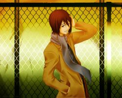  1boy bad_deviantart_id bad_id brown_eyes brown_hair coat kara_no_kyoukai male_focus ronri scarf self-upload shirazumi_lio shirazumi_lio_(young) smile solo 