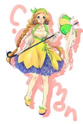  :d bad_id bad_pixiv_id blonde_hair braid c.c._lemon c.c._lemon_(character) dress female freckles green_hairband hairband long_hair nanceee_305 off_shoulder open_mouth parasol smile solo twin_braids umbrella very_long_hair 