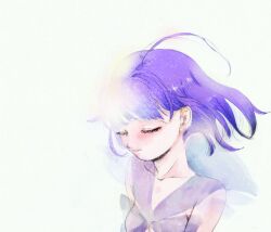  bad_id bad_pixiv_id bishoujo_senshi_sailor_moon blush closed_eyes commentary_request female magical_girl no_choker purple_hair purple_sailor_collar sailor_collar sailor_saturn sailor_senshi_uniform solo tomoe_hotaru transformation u-ni upper_body wind wind_lift 