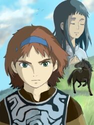  agro black_hair couple dress horse long_hair mono red_hair shadow_of_the_colossus wander 