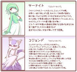  blush_stickers commentary_request gardevoir mienshao open_mouth pink_eyes pokemon pokemon_(creature) smile sougetsu_(yosinoya35) tail translated 