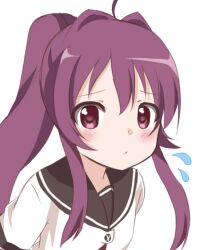  bad_id bad_pixiv_id female kou89 nanamori_school_uniform ponytail purple_eyes purple_hair school_uniform serafuku solo sugiura_ayano yuru_yuri 