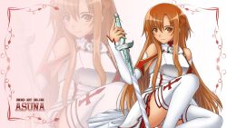  asuna_(sword_art_online) pantsu sword sword_art_online thighhighs tonne wallpaper 