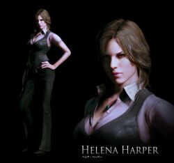  blonde_hair capcom female female helena_harper leon_s_kennedy official_art pinstripe_pattern resident_evil resident_evil_6 