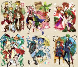  aqua_eyes aqua_hair blonde_hair blue_eyes blue_hair brown_hair dress group gumi gumo hatsune_miku hatsune_mikuo kagamine_len kagamine_rin kaiko kaito long_hair male megurine_luka megurine_luki meiko meito pink_hair short_hair takoluka twintails vocaloid 