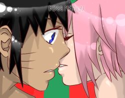  black_hair blue_eyes bossmafuyu menma_(naruto) naruto naruto:_road_to_ninja pink_hair sakura_haruno tagme 