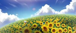  cloud commentary_request day female field flower flower_field garden_of_the_sun kazami_yuuka landscape madcocoon outdoors scenery sky solo standing sunflower sunflower_field sunlight touhou umbrella 