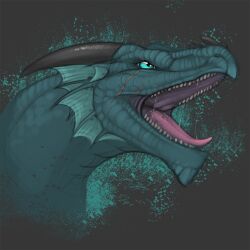  1:1 2012 ambiguous_gender blue_body blue_eyes blue_scales bust_portrait conditional_dnp dragon fin horn mythological_creature mythological_scalie mythology portrait scales scalie scar solo tojo_the_thief tongue tongue_out 