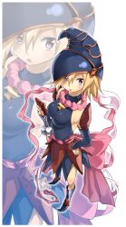  bare_shoulders blonde_hair boots breasts cellphone commentary_request cross detached_sleeves duel_monster female gagaga_girl hand_on_own_hip hat highres long_hair looking_at_viewer medium_breasts phone photoshop_(medium) red_eyes skirt solo wizard_hat yu-gi-oh! yu-gi-oh!_zexal yuuzii zoom_layer 