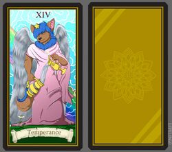  2019 angel card card_template cloud daisy_(flower) digital_media_(artwork) english_text flower fortune_telling fur hair japanese_cloud jumpstart_games lupelongo major_arcana male mammal neopet_(species) neopets outside plant rainbown roman_numeral sky smile solo standing star tarot tarot_card temperance_(tarot) text water wings xweetok 